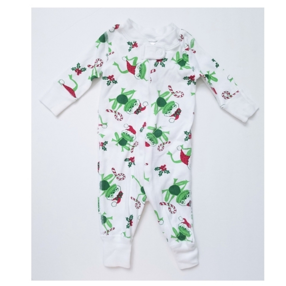 Hanna Andersson Organic Cotton Frog Santa Holiday Sleeper PJs 0-6 Months 50 cm